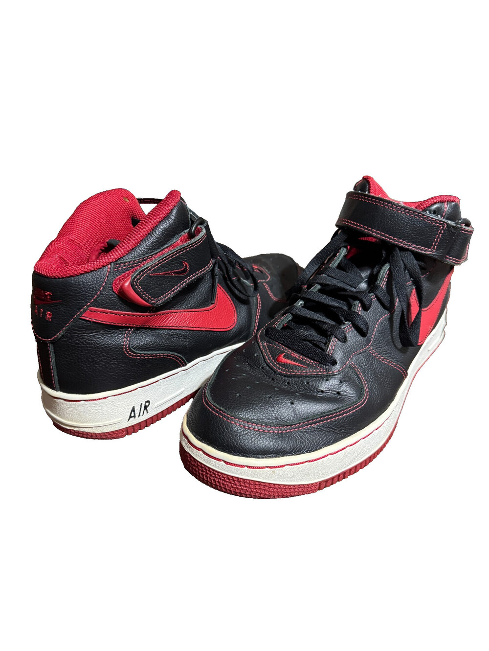 Nike Air Force 1 Mid B Black Varsity Red 2001 Bred 12 Vintage 624039-003 Y2K